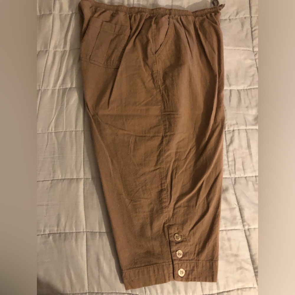 Womens Capri Pants Casual, Elastic Waist, 3/4 Length Pants with Pockets 1X